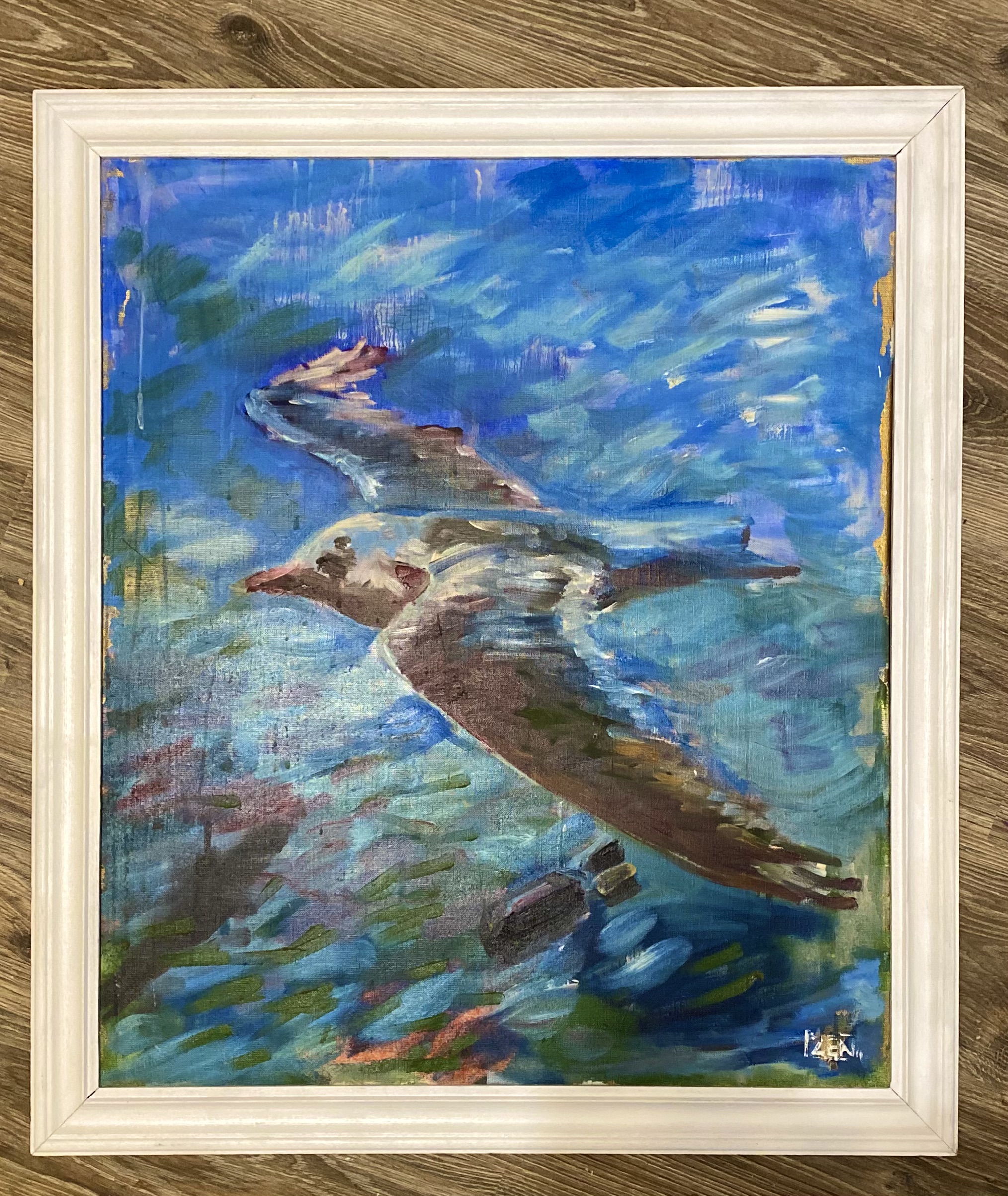 Flight over the sea 